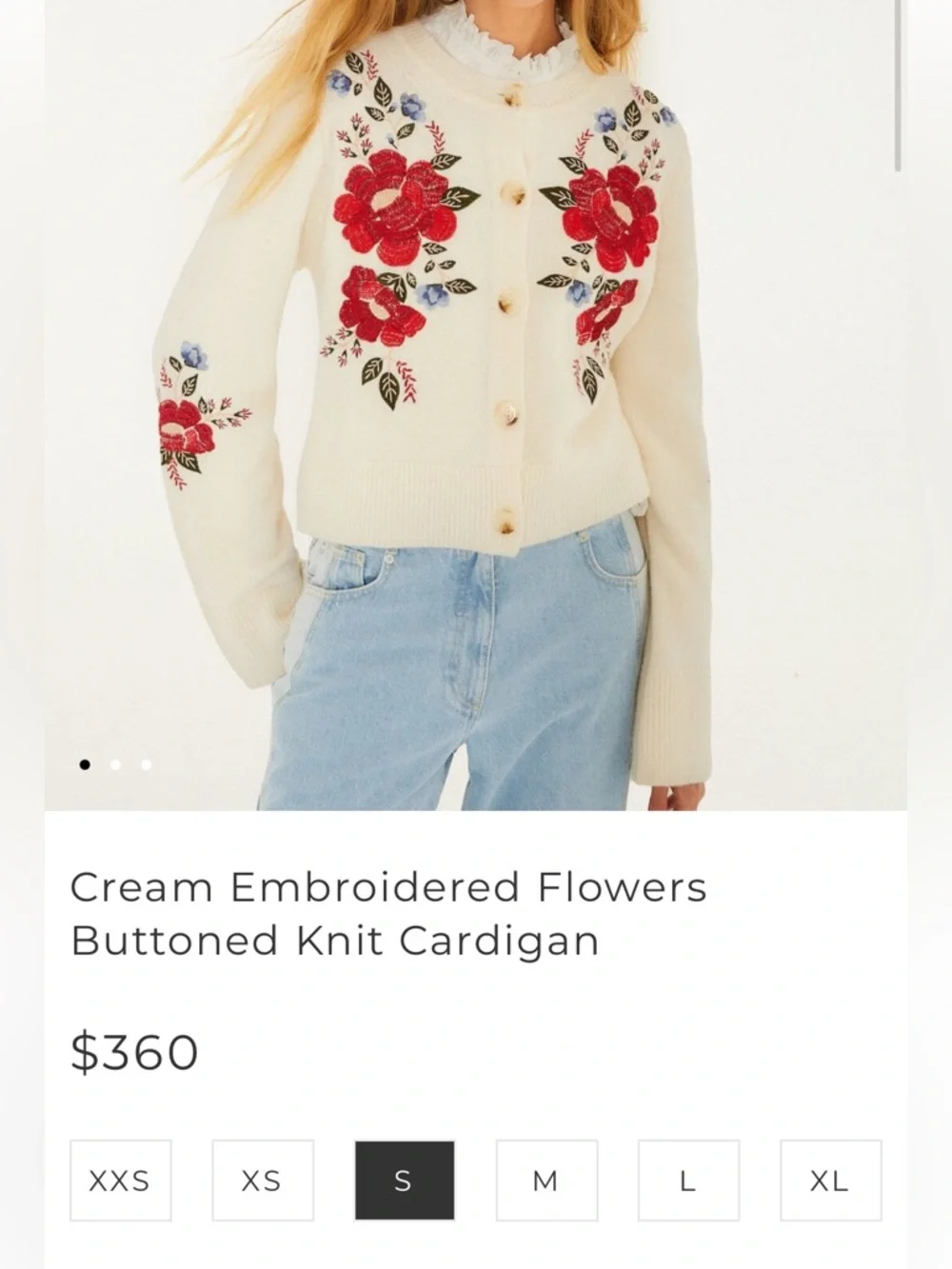 Farm Rio: Cream Embroidered Flowers
Buttoned Knit Cardigan - Picture 6 of 9